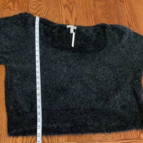 NWT ASOS women’s curve square neck FLUFFY sweater short sleeve ribbed blk 20 - Picture 13 of 14